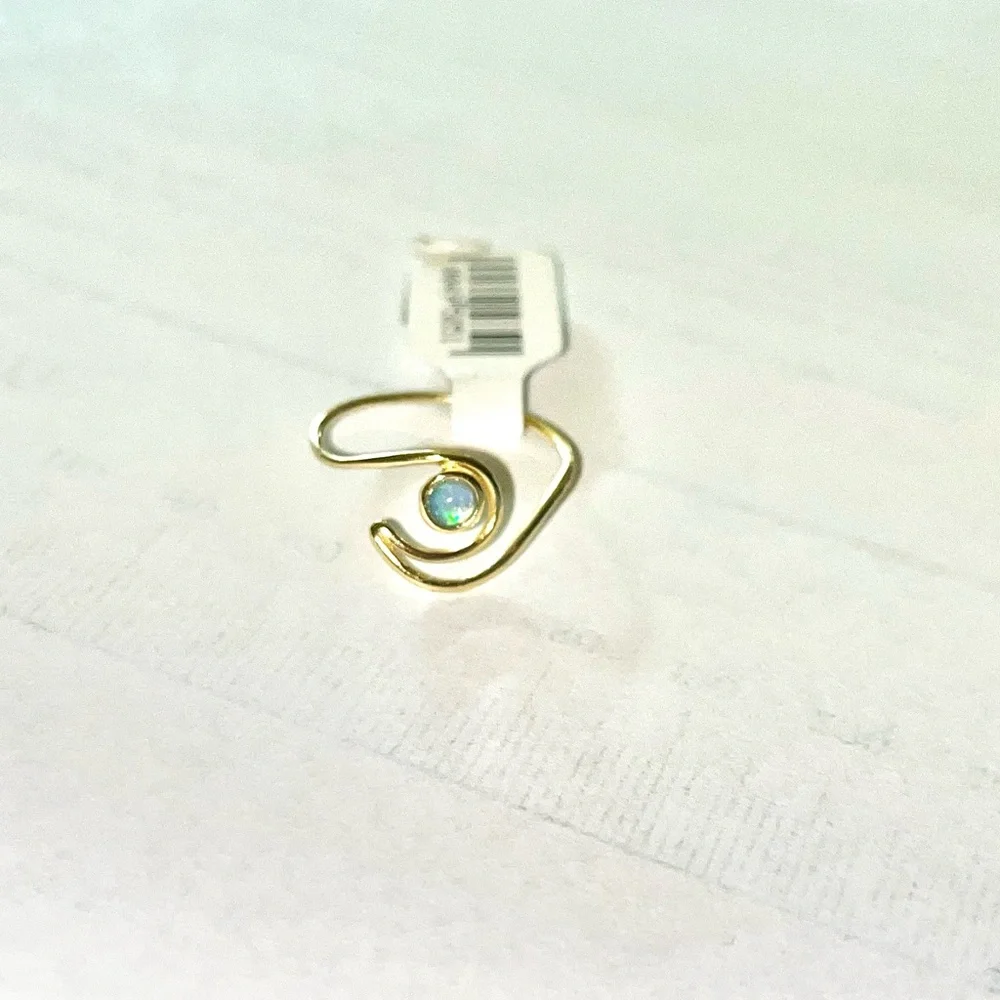 Opal Sterling Silver Gold Plated Modern Wave Ring NWT